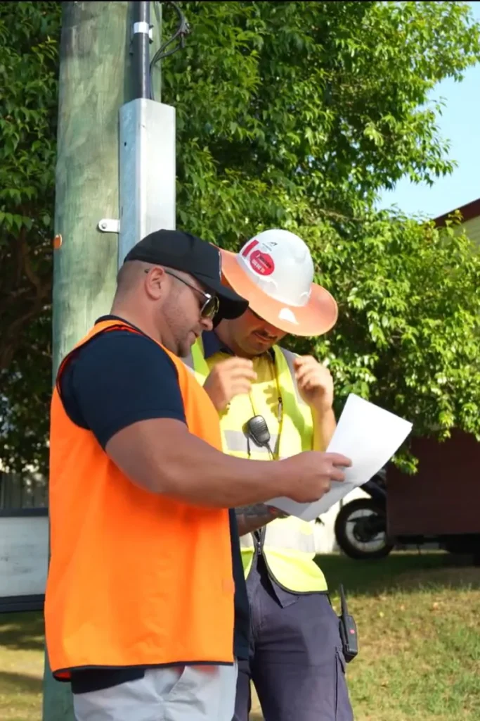 Traffic management team conducting a site inspection and document review